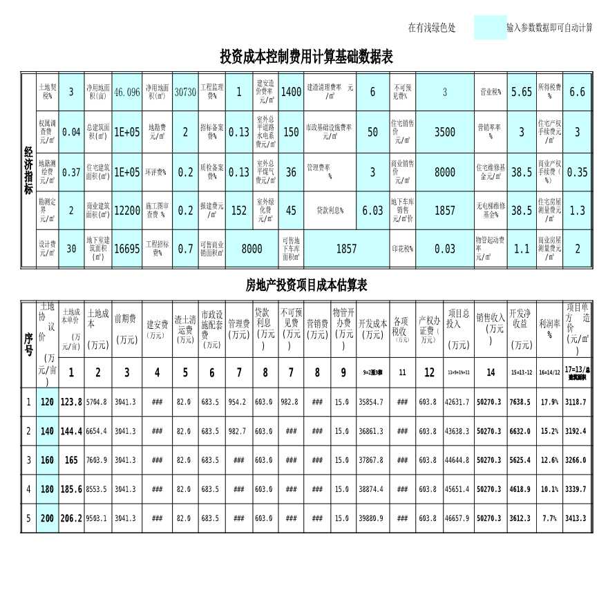 简易(通用项目)房地产投资项目成本分析计算.xls-图一