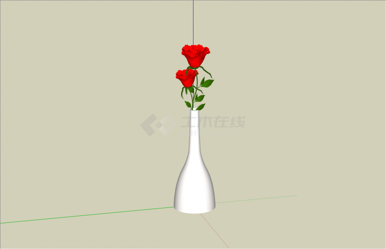 白色现代尖嘴玫瑰花器su模型-图一
