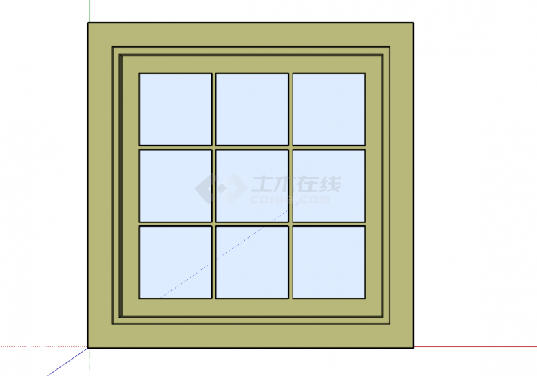 现代正方形的窗户su模型-图一