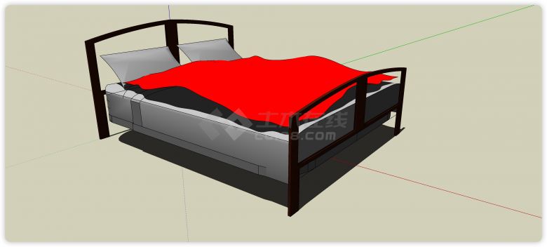 圆弧镂空床头板双人床su模型-图一
