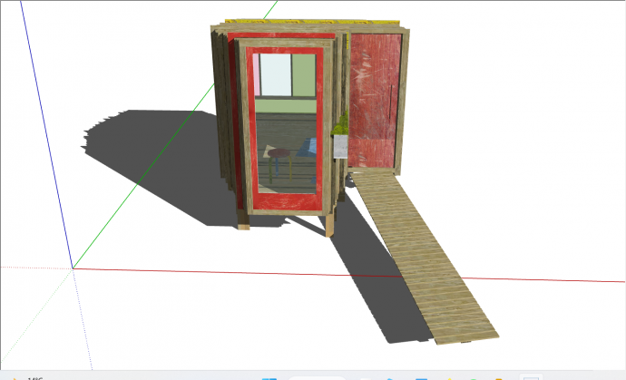 层层叠叠的实木组成的带有窗户的木屋 su模型_图1