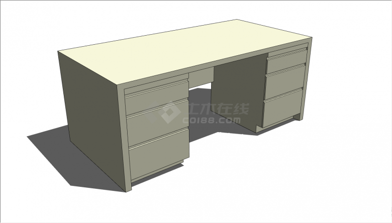 一张白色的长方形的办公桌su模型-图二