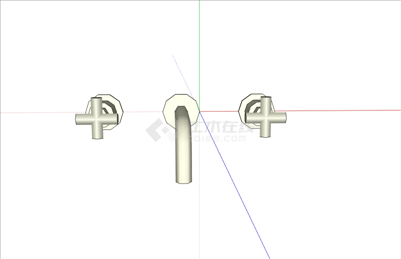 老式双开关水龙头卫浴su模型-图一