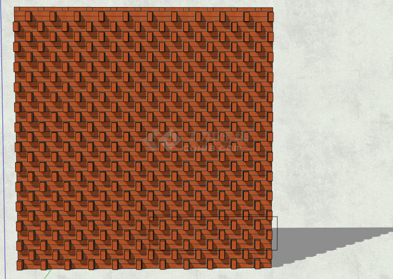 异形红砖板式墙建筑细部su模型-图一