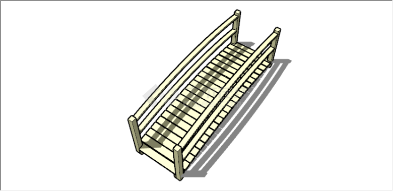 现代极简米黄色木饰面景观桥su模型-图二