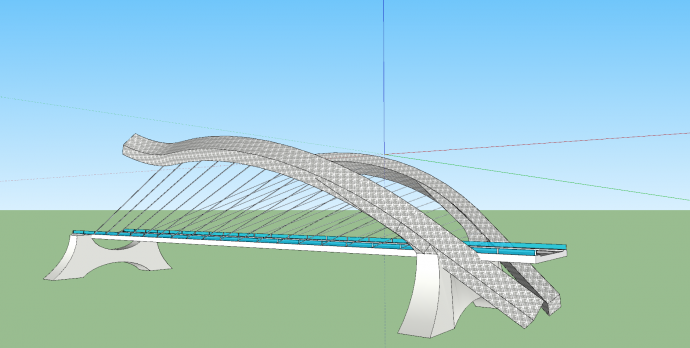 灰色外观异形石柱组合桥梁su模型_图1