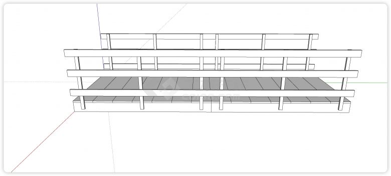 三横线木板围栏横板桥面木桥su模型-图二