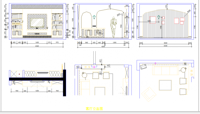 南昌田园风格三室两厅装修图CAD图纸_图1
