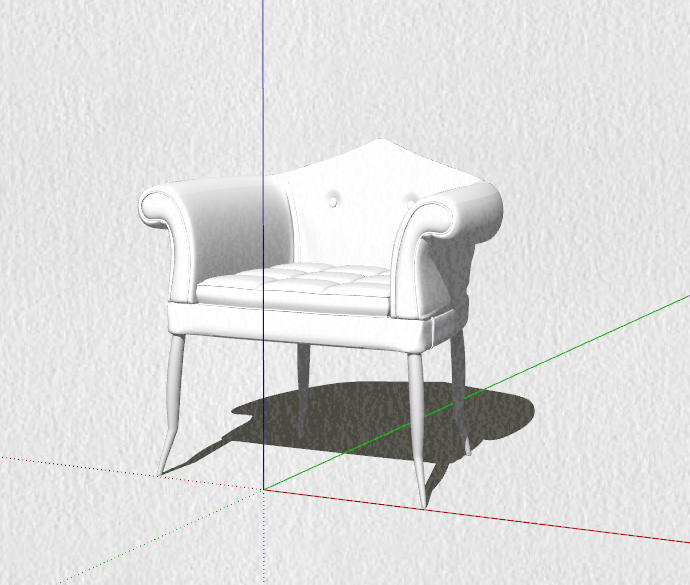 高贵白色扶手椅su模型_图1