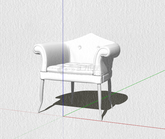 高贵白色扶手椅su模型-图一