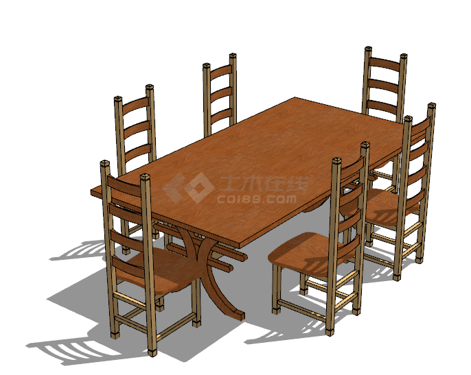 常规款式桌几座椅组合su模型-图一