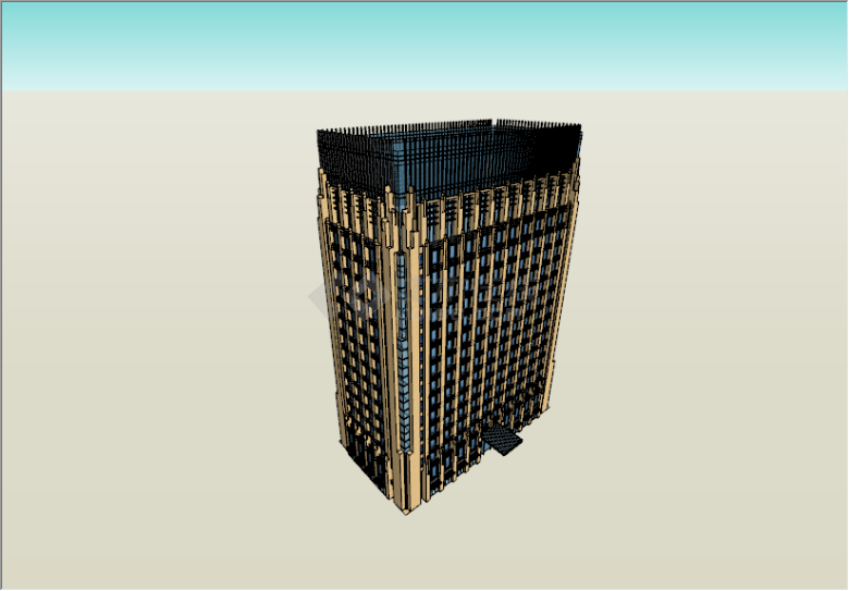新古典风格黄色办公楼建筑su模型-图二