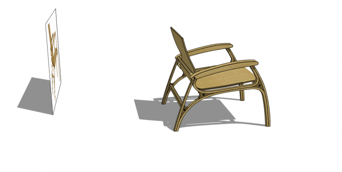 棕色的带有扶手的椅子su模型_图1