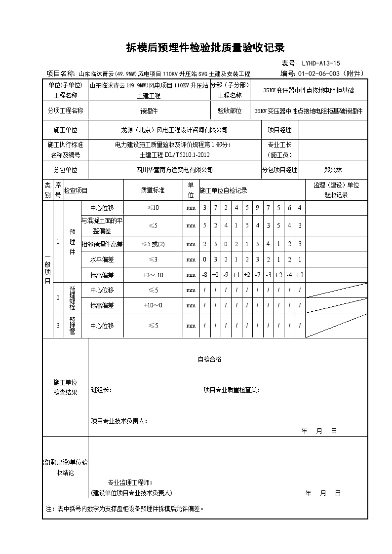 拆模后预埋件检验批质量验收记录-图二