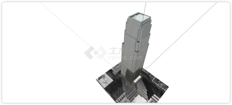 灰色主体玻璃结构摩天高层办公楼su模型-图二