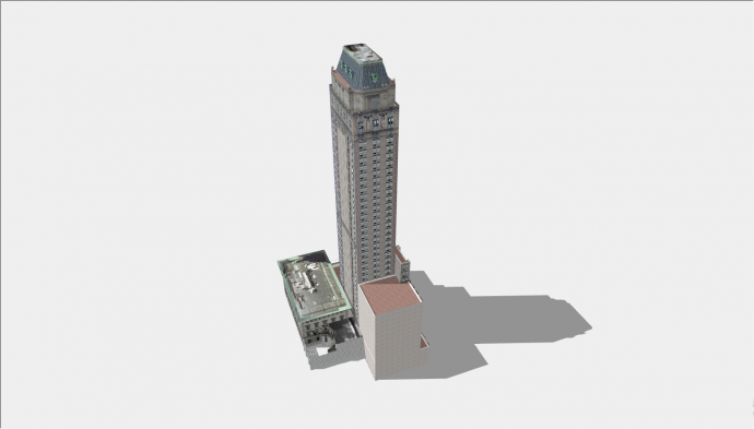 带有高层的矮层的楼房建筑su模型_图1