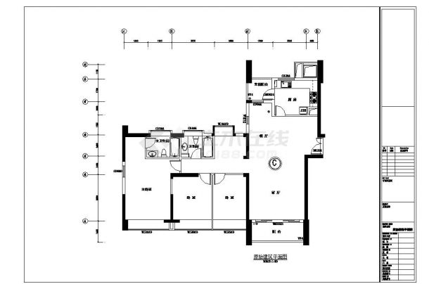厦门典雅风情三居室样板房装修设计施工图（含效果）-图二