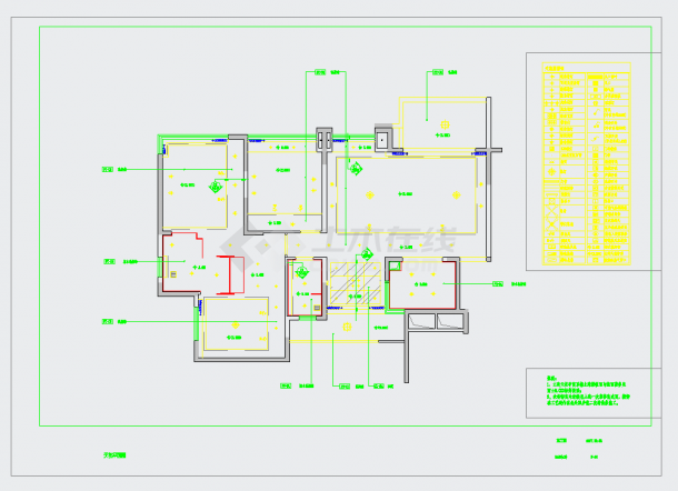 重庆三室两厅样板房施工图CAD图纸-图二