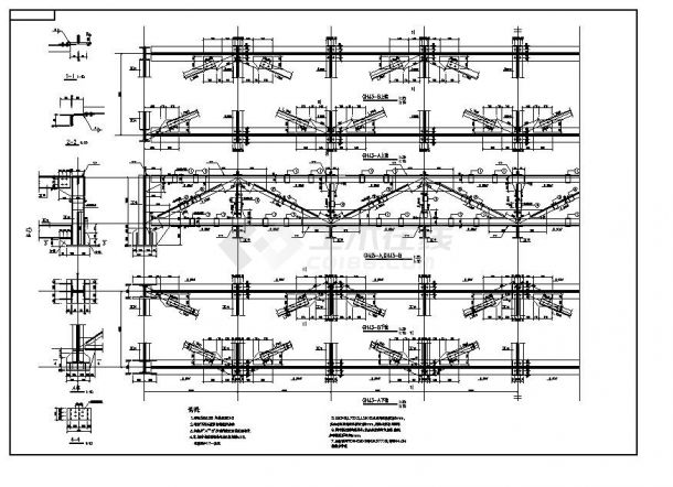 某24米跨钢结构桁架节点构造详图-图二