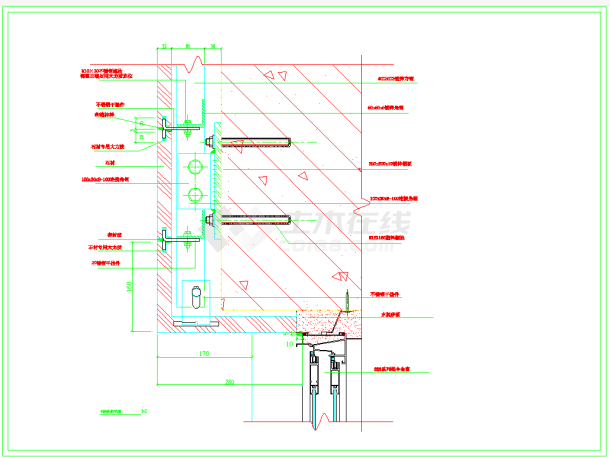某地某石材与窗上收口节点构造详图CAD图纸-图一