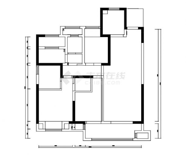 130㎡ 三居室户型CAD图-图一