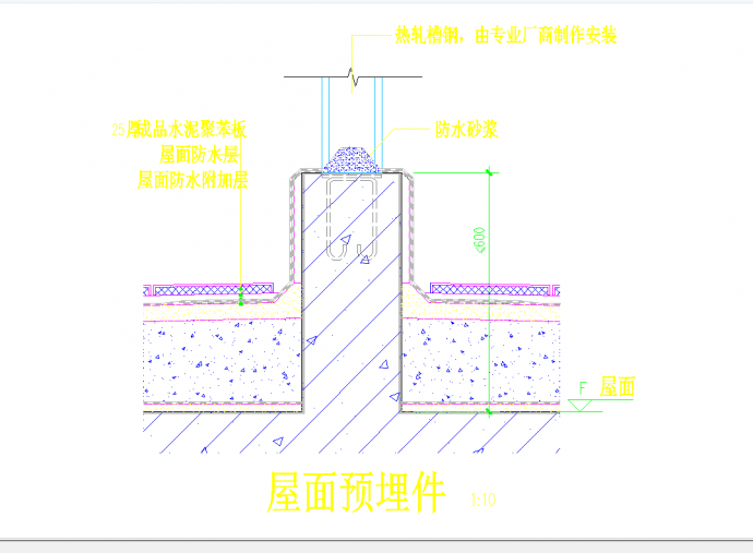某地屋面预埋件节点CAD图纸_图1