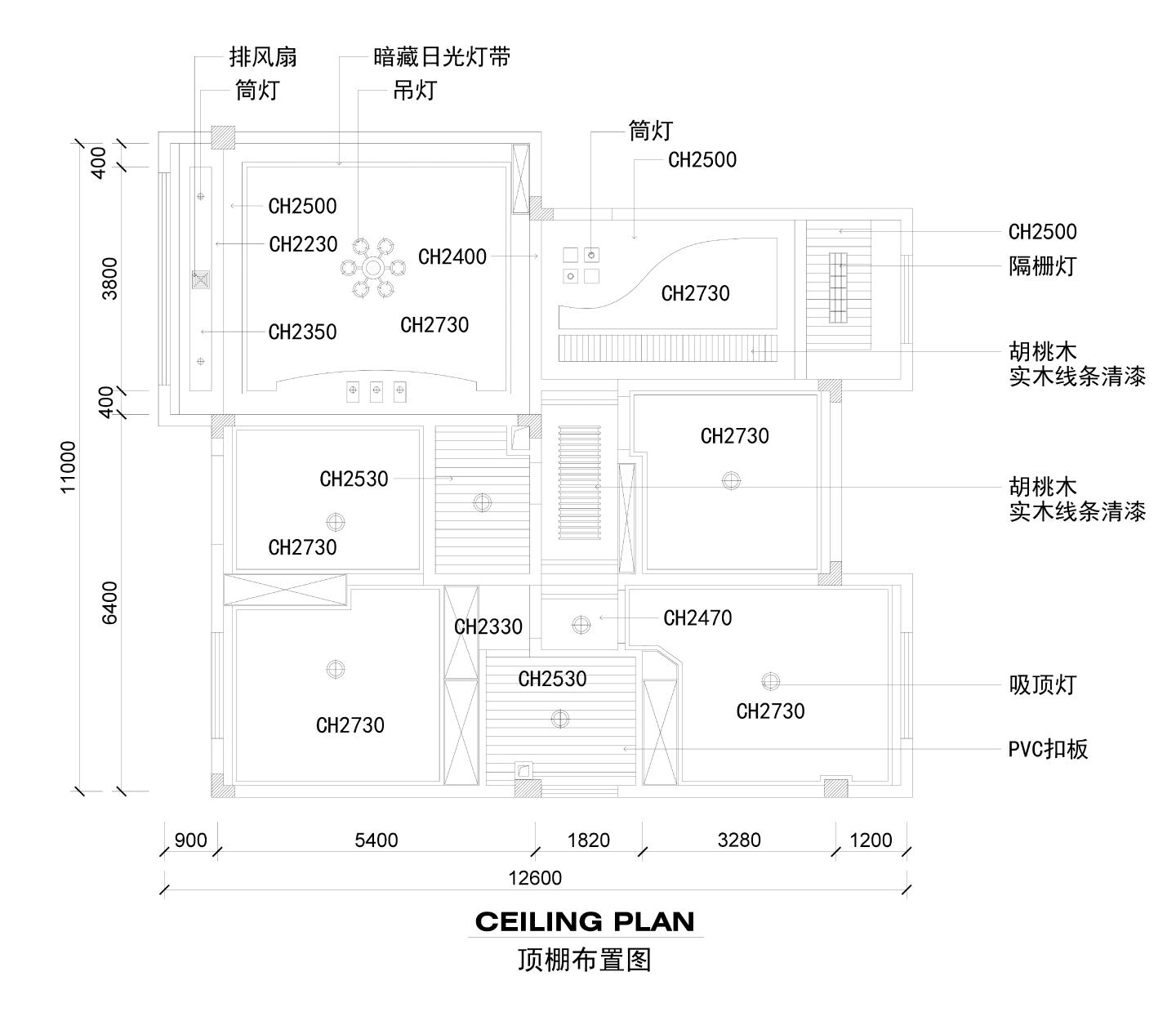 3居室中式风格装饰设计施工CAD图
