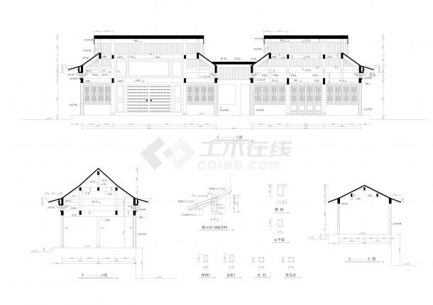 中式古建罗汉堂建筑全套施工图-图二