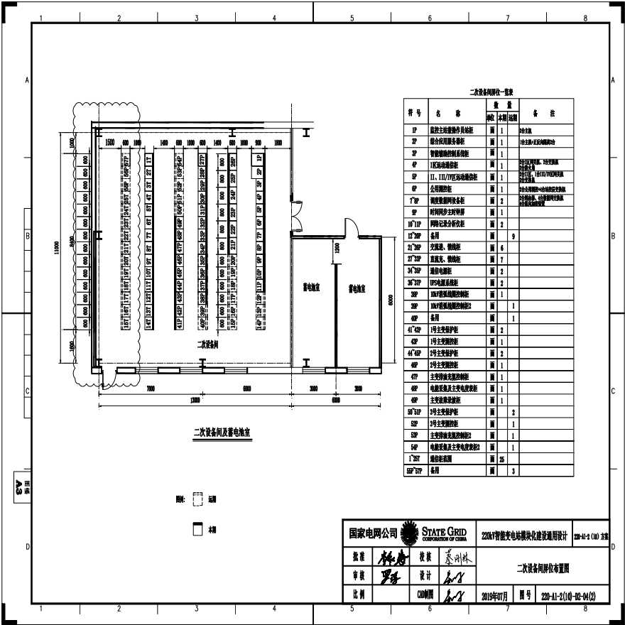 220-A1-2(10)-D02-04(2) 二次设备间屏位布置图-图一