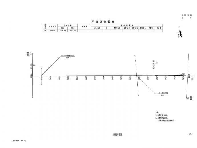 某工程S2-2路线平面图CAD图_图1