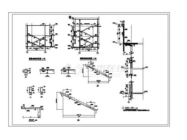 某框架楼梯节点结构CAD详图-图一