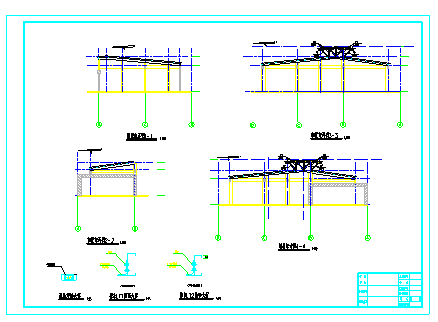 某框架结构钢屋架美食街结构施工CAD图-图一