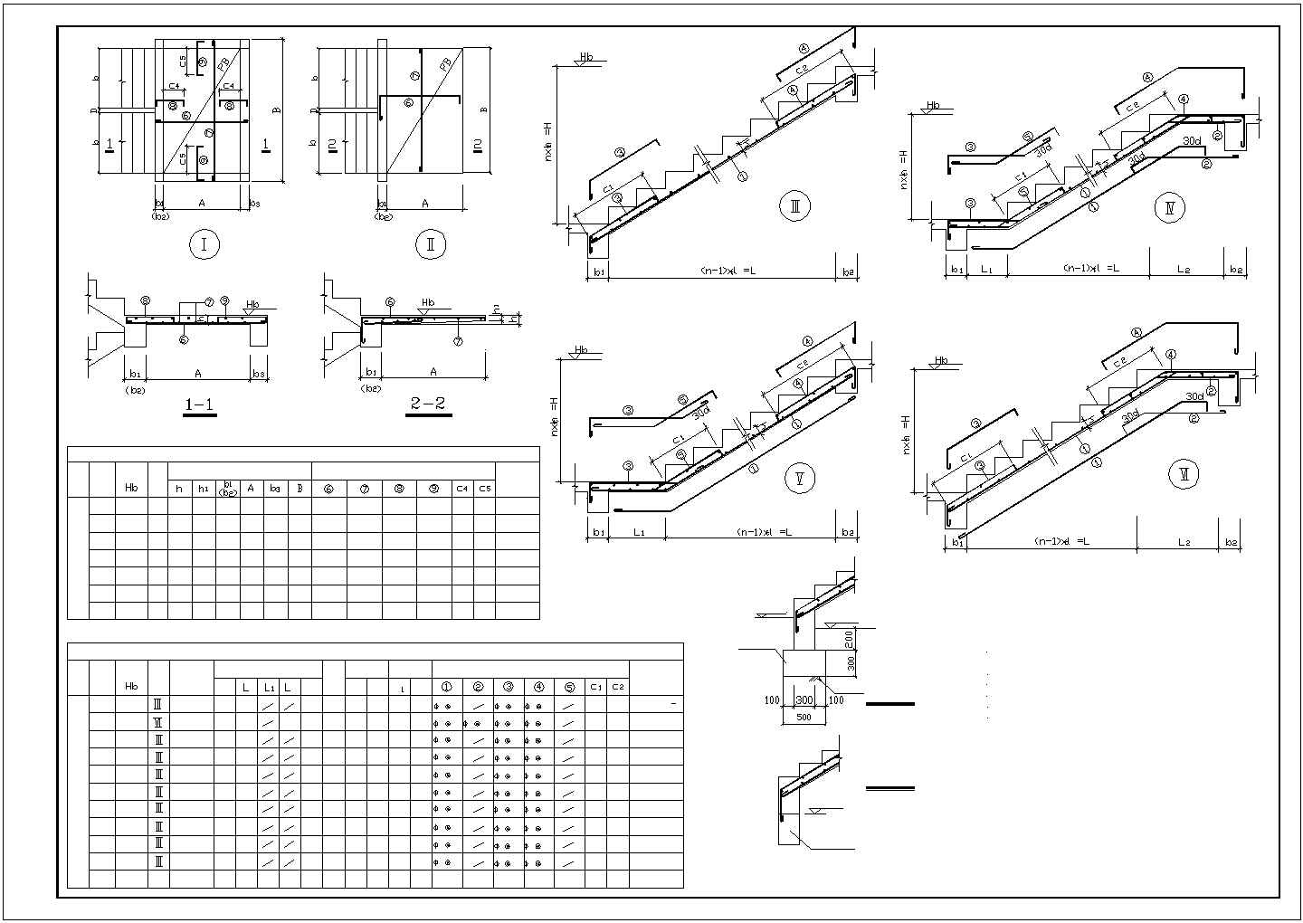 某楼梯表全套节点构造设计施工CAD图纸