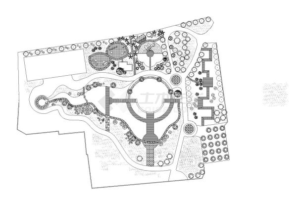 上海某小公园CAD平面详图-图一