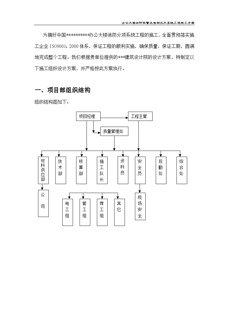 办公大楼消防报警及自动灭火系统工程施工方案.do