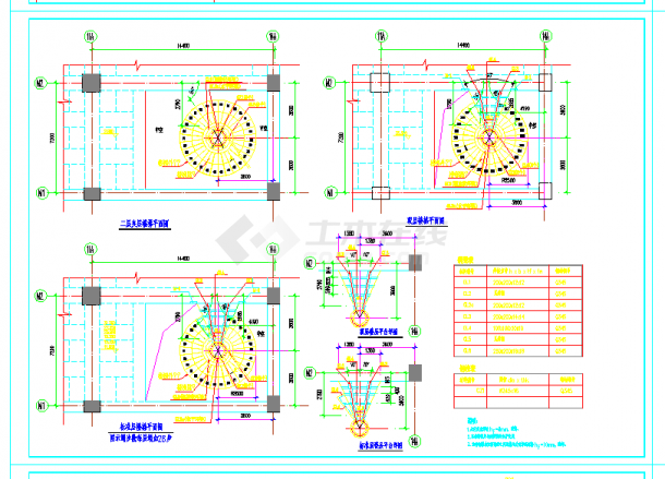 某地某钢旋转楼梯结构节点构造详图CAD图纸-图二