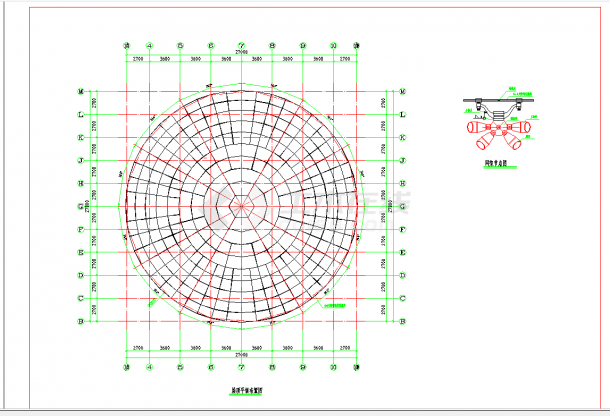 某地球冠造型屋顶结构方案图CAD图纸-图一