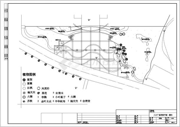 揭阳入口广场景观绿化配置全套施工cad图-图二