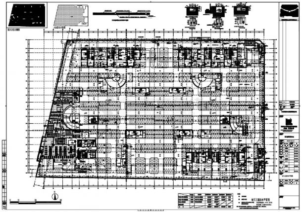 义乌世贸中心裙楼,地下室及人防 -地下三层排水平面CAD图-图一