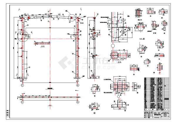 某地某门式刚架库房结构施工图带吊车梁CAD图纸-图二