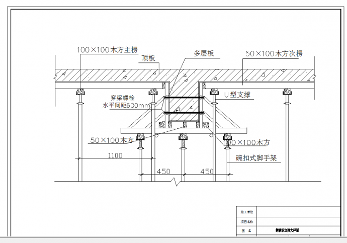 某地住宅楼梁模板加固大样图CAD图纸_图1