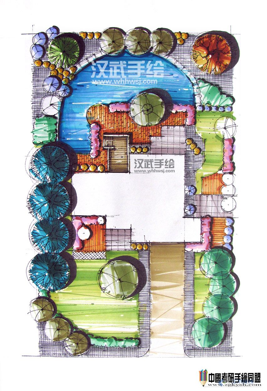 别墅庭院手绘平面2.jpg