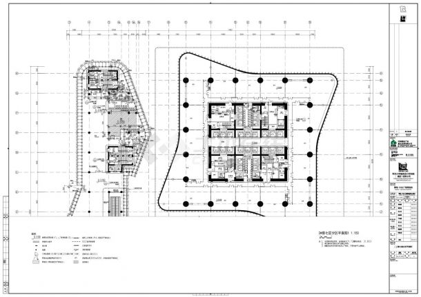 绿地·中央广场北地块地上部分-2号楼七层平面及防火分区平面CAD图-图二