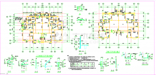 某地别墅的结构施工图CAD图纸-图二