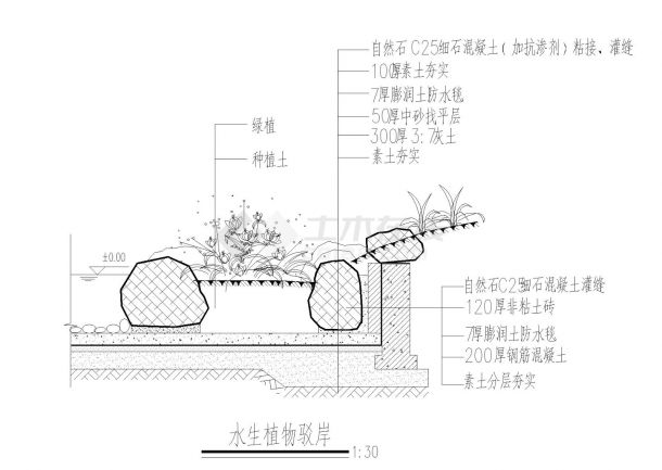 水生植物驳岸详图-图一