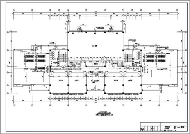 某地中学校五层行政办公楼全套建筑设计cad图纸-图一