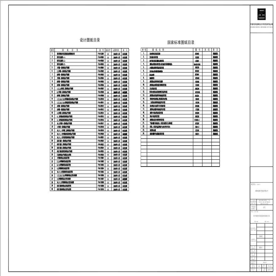 P-W-CL001_设计图纸目录及国家标准图纸目录-图一
