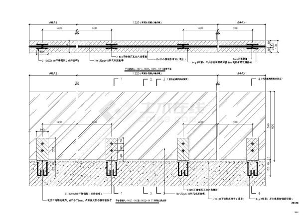 某玻璃幕墙平台栏杆节点构造设计CAD参考详图-图二