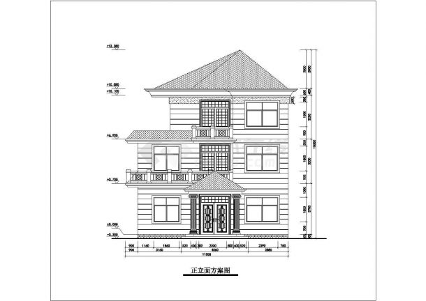 430平米3层砖混结构单体别墅全套建筑设计CAD图纸-图二
