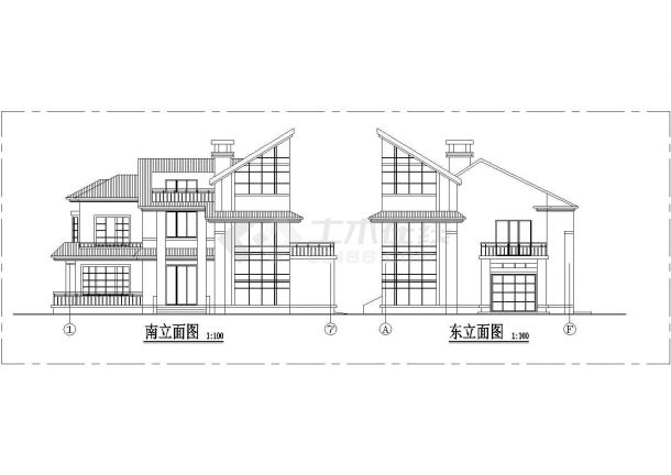 某景区现代风格住宅建筑设计全套CAD图-图一